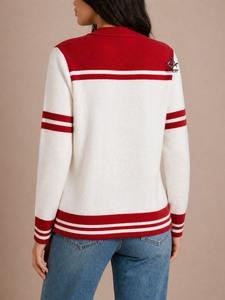 Suéteres HMR Blancos y Rojos Delta Sigma para Mujer, Cárdigan Largo de Punto para Mujer, Cárdigan de Manga Larga para Mujer - Product Image 5