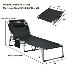 Sdraio Imbottita Pieghevole a 4 Sezioni con Materasso Rimovibile per Campeggio, Spiaggia e Parco - Product Image 4