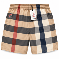 Shorts de bain respirants en toile unie pour hommes, shorts de plage décontractés, service OEM, 100 % polyester avec cordon de serrage