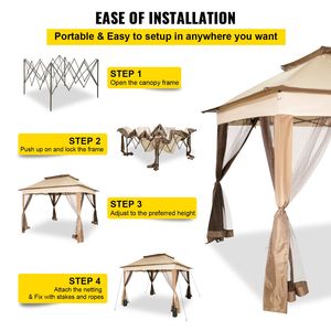 Gazebo in Acciaio 3,35m x 3,35m per Esterni, Tenda Portatile con Ampio Spazio Ombreggiato per Feste, Cortile, Patio, Prato e Giardino - Product Image 6