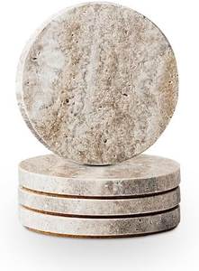 Ensemble de sous-verres en travertin naturel durable avec finition polie pour une protection élégante de la table à manger et du bureau à la maison - Product Image 5