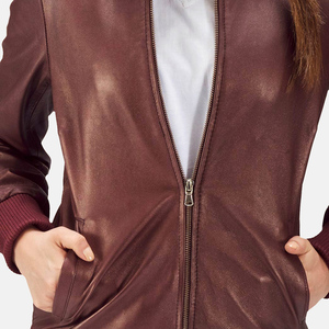 Women's Modern Style Slim Fit Sheep Skin Bomber <b>Jacket</b> Fashionable Breathable <b>Leather</b> Women's <b>Jackets</b> - Product Image 5