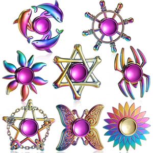 Set di 8 Fidget Spinner in Metallo Arcobaleno, Antistress ad Alta Velocità, Regalo per Adulti e Adolescenti - Product Image 1