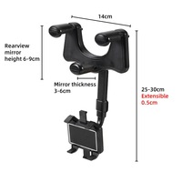 Universal 360 °   Soporte Giratorio y Retráctil para Teléfono Móvil en el Espejo Retrovisor del Coche, Compatible con Todos los Teléfonos de 4-7 Pulgadas