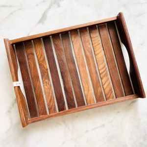 Plateau en bois de qualité supérieure pour servir le thé et le café, artisanat indien très vendu, plateau de rangement pour aliments en bois fait à la main, style élégant - Product Image 4