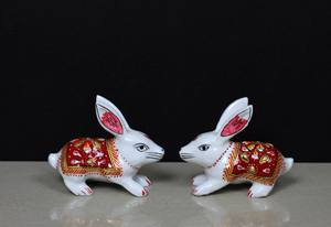 Décoration de table et de maison en métal peint à la main, représentant un lapin, artisanat Nirmala, fabriqué au Rajasthan - Product Image 2