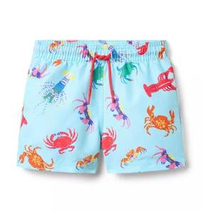 Short de bain décontracté pour homme, taille mi-haute, à séchage rapide, avec cordon de serrage, imprimé marlin bleu clair, en polyester - Product Image 2