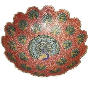 Cuenco de metal pintado a mano para servir frutas secas, artículo decorativo para mesa, cuenco de metal decorativo curvado a mano para servir alimentos. - Product Image 1