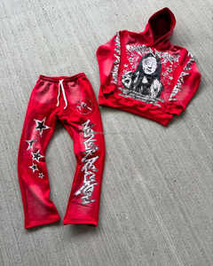 Survêtement évasé à imprimé graphique délavé et effet soleil pour homme Survêtement vintage multicolore Imprimé personnalisé Meilleure taille grande hiver - Product Image 3