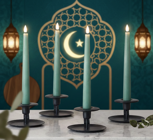 Ramadan <b>Teal</b> Taper <b>Candle</b> Set Islamic Festive Table Decor Eid Celebrations Prayer Rooms Weddings Christmas Handmade - Product Image 3