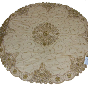 Elegant Hand Embroidery Floral Embroidered <b>Table</b> <b>Runner</b> 100x100cm High Quality Customizable Net Organza Fabric for <b>Dining</b> Coffee - Product Image 1