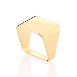 Geometric Gold Plated Cocktail <b>Ring</b> Modern Unisex Fashion <b>Statement</b> Jewelry Daily Wear Party Accessory - Product Image 2