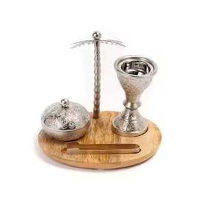 Juego de quemador de incienso árabe Bakhoor, quemador de Oud Mabkhara con bandeja y pinzas, decoración islámica para el hogar, regalo de Ramadán y Eid, soporte para incienso - Product Image 1
