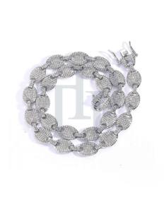 Cadena de eslabones ovalados con incrustaciones para hombre, Plata de ley 925, Oro 10K 14K, Collar estilo diamante Hip Hop, Cadena de rapero, Joyería de lujo llamativa - Product Image 1