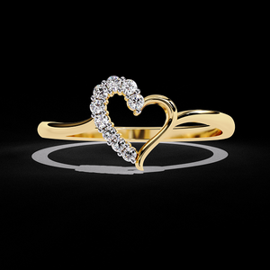Anillo de Corazón de Joyería Fina con Diamante Natural, Anillo de Lujo Romántico Hecho a Mano - Product Image 1