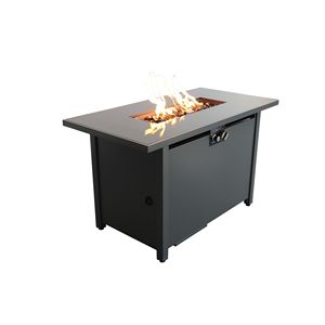 Black Steel Outdoor <b>Fire</b> <b>Pit</b> <b>Table</b> <b>with</b> Lid 25 H X 42 W - Product Image 4