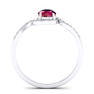 Bague solitaire REYES en or 14 carats certifiée IGI avec diamant et rubis pour femme, prix de gros, bijoux fins minimalistes - Product Image 4