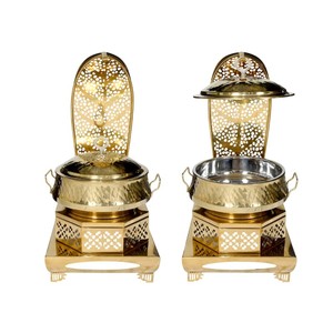 Plat de service de luxe décoratif, dernier modèle, finition brillante, design élégant, chauffe-plat de buffet pour hôtel - Product Image 3