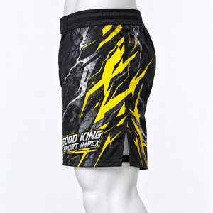 Pantalones Cortos de MMA Masculinos para Campeonato, Evento Principal, Brawl, Canary Lemon, Jagged Claw Marks, Cracked Granite, Zigzag Bolt, Pewter Fume, Sprawl - Product Image 4