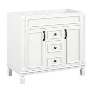 Mobile Bagno Moderno Blu Reale da 36 Pollici Senza Top, 2 Ante con Chiusura Ammortizzata, 2 Lavabi e Armadietto Contenitore - Product Image 4