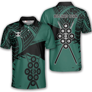 Polo de billard pour homme noir, gris et jaune, à manches courtes, séchage rapide, décontracté, sportif, imprimé - Product Image 5