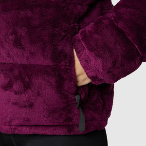 Chaqueta de Forro Polar Morado para Mujer, Cuello Alto, Cierre de Cremallera, Grosor Estándar, Ropa de Invierno, Manga Larga, Color Sólido, Corte Regular - Product Image 4