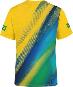 Camiseta de Fútbol de Brasil Amarilla, Azul y Verde de Poliéster con Emblema Nacional y Patrón de Estrellas, Ropa Deportiva de Secado Rápido y Duradera - Product Image 6