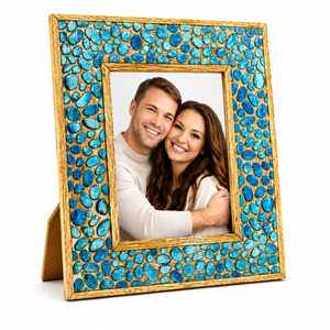 Cadre photo moderne en mosaïque élégant, design à rayures diagonales rectangulaires, affichage vertical sur table, cadre photo personnalisé - Product Image 4