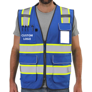 Gilet de sécurité réfléchissant réversible haute visibilité avec logo personnalisé, vêtements de travail pour hommes, été, polyester/coton, maille respirante, industriel - Product Image 1