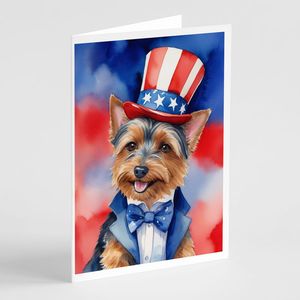 Terrier australien patriotique américain fantaisiste A7 cartes de voeux Pack 8 cartes de note vierges avec enveloppes taille 5x7 - Product Image 1