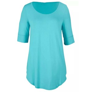T-shirt rose à col rond pour femme, manches courtes, couleur unie, coupe décontractée, respirant, écologique, séchage rapide, anti-UV, 200g, 100% coton - Product Image 2