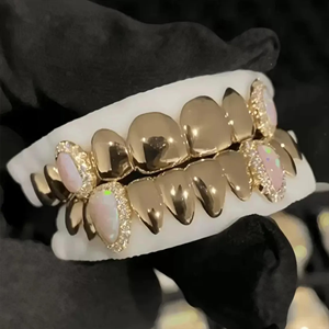 Grillz dentaire Hip Hop personnalisé en argent 925 plaqué rhodium, serti de pierres, certifié IGI, bijoux corporels unisexe, meilleur prix - Product Image 1
