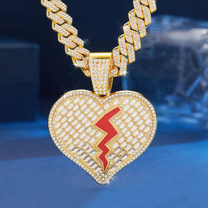 Collar con Colgante de Corazón Grande para Mujer, Estilo Hip Hop, Brillante, Plata 925, Diamante Moissanita, Joyería para el Día de San Valentín - Product Image 5