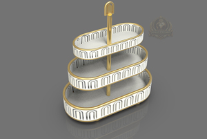 ชั้นวางเค้กสแตนเลสทรงรี 3 ชั้น เป็นมิตรกับสิ่งแวดล้อม หรูหรา ใช้สำหรับเสิร์ฟและวางขนม ปลอดภัยสำหรับเครื่องล้างจาน เหมาะสำหรับโชว์กาแฟและของหวาน - Product Image 5