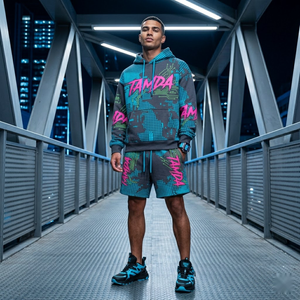 Ensemble sweat à capuche et short oversize – Survêtement molletonné personnalisé 2 pièces - Product Image 3