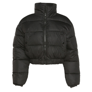 Women's Wholesale breathable <b>Cropped</b> <b>Puffer</b> <b>Jacket</b>, Zip-Up Down Coat for Chic Winter Warmth in Outerwear Trends - Product Image 4