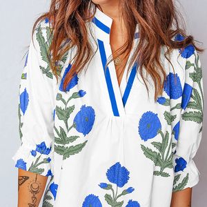 Custom <b>Hawaiian</b> <b>Shirt</b> Bohemian Floral Button V-neck DTG Print Top Summer Casual Loose Plus Size Beach Funny <b>Women</b> - Product Image 5