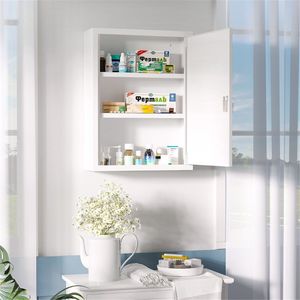 Armadietto Portamedicinali da Parete con Serratura, 3 Ripiani, Contenitore Pronto Soccorso in Acciaio Laminato a Freddo, Organizzazione Cucina - Product Image 1