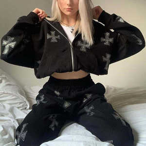 Conjunto Deportivo de 2 Piezas para Mujer, Corte Ajustado, Informal, Color Sólido, Otoño, Sudadera con Capucha, 100% Algodón - Product Image 4