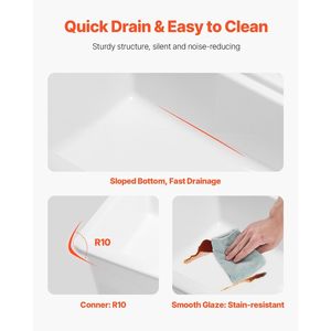 Lavello da cucina bianco stile rustico 33x19 pollici in argilla refrattaria, da incasso o a scomparsa, a vasca singola, con diverse opzioni di postazioni di lavoro - Product Image 5