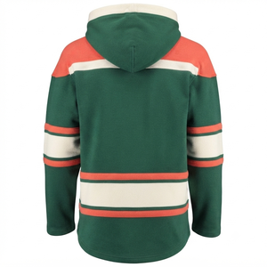 Green Ice Hockey Jersey Breathable Hoodie Lace Sweatshirt Vintage Pullover Custom Sportswear Winter <b>Thermal</b> Front 100% Cotton - Product Image 2