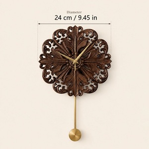 Traditional Wooden Wall <b>Clock</b> With Pendulum Analog Quartz Design For Living Room Decor - Product Image 2