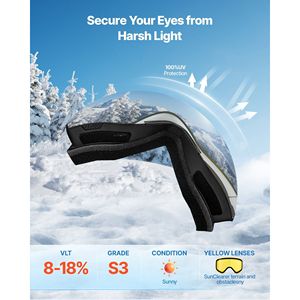 Occhiali da Sci Senza Montatura OTG Antiappannamento per Uomo e Donna, Lenti a Specchio Argento con Rivestimento Revo, Telaio Flessibile in TPU per Casco da Sci - Product Image 3