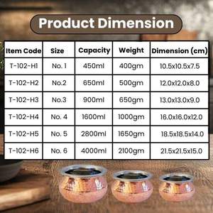 หม้อทองแดงแกะสลักลายสวยงาม ขนาด 450 มล. สำหรับทำอาหารแกงกะหรี่ บิรีญี ปัญจาบ ทนทาน ปลอดสารพิษ เป็นมิตรต่อสิ่งแวดล้อม ขายดี - Product Image 4