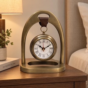 Reloj de Escritorio Moderno de Latón, Forma Circular, Movimiento de Cuarzo, Silencioso, Sin Tictac, con Sonido de Campana a las Horas, Funciona con Batería - Product Image 2