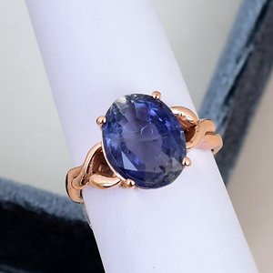 Oval Cut Iolite Engagement Ring Solid 925 Sterling Silver Rose Gold Plated Prong <b>Set</b> Nature Inspired Classic Ring For Women - Product Image 3