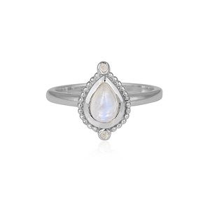 925 Sterling Silver Rose Gold Plated Pear Shape Natural Rainbow <b>Moonstone</b> Bezel Set Handmade Gemstone <b>Ring</b> for Women Party - Product Image 1
