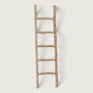 Escalera Decorativa Rectangular de Madera Natural Rústica Hecha a Mano, de 5 Peldaños, para Toallas, Soporte para Mantas, Estilo Vintage, para Baño o Dormitorio - Product Image 4