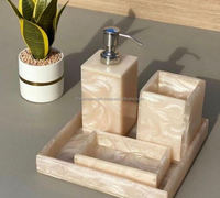 Ensemble d'organisateurs de salle de bain en résine écologique, artisanal, quatre pièces, taille et couleur personnalisables, porte-savon, distributeur de savon liquide, pour la maison