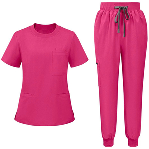 Ensemble d'uniformes médicaux pour infirmières, hauts à col rond, pantalons de jogging à cordon de serrage, tissu extensible doux, ensemble d'uniformes pour infirmières pour clinique - Product Image 4
